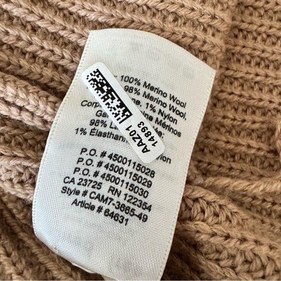 Aritzia Wilfred Free Size Small Rourke Cardigan Sweater Open Knit Ribbed Camel - Picture 4 of 7